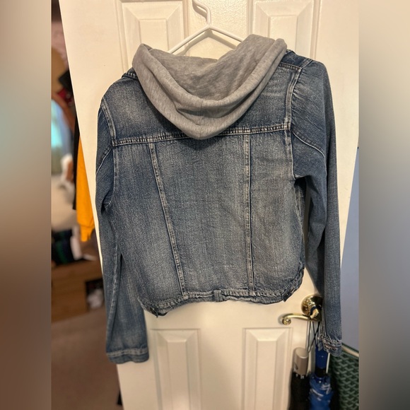Forever 21 Classic Blue Jean Jacket with Gray Hood - Picture 2 of 3